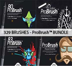 极品AI画笔－329支斑驳的手写笔刷：329 BRUSHES - ProBrush™ BUNDLE